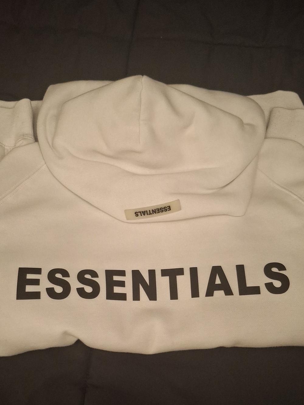 Essentials Men’s White Crewneck Sweater with Black Logo